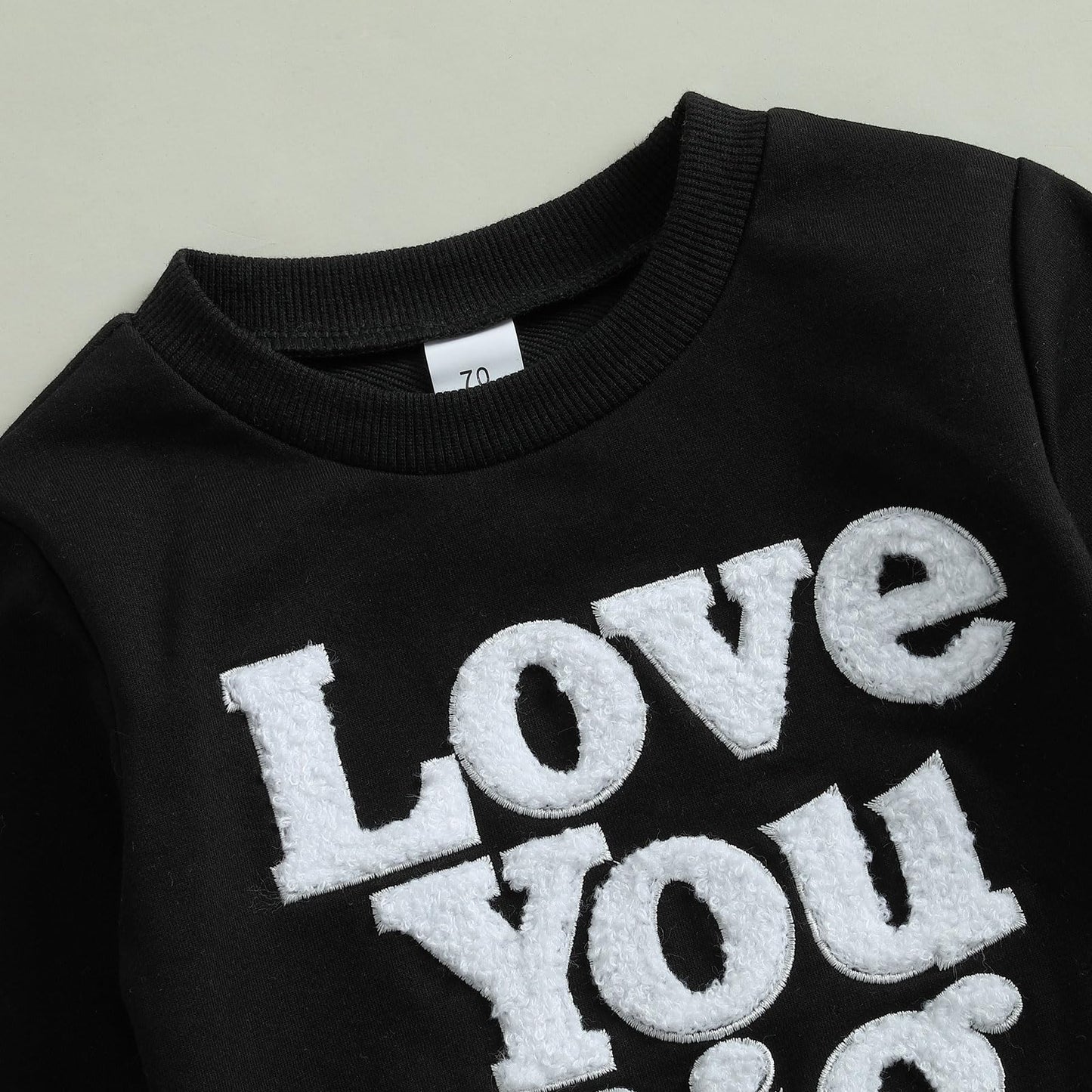 Nzndshd Valentines Day Baby Boy Outfit Letter Embroidered Long Sleeve Sweatshirt Heart Print Pants Set 2Pcs Clothes (Black Love