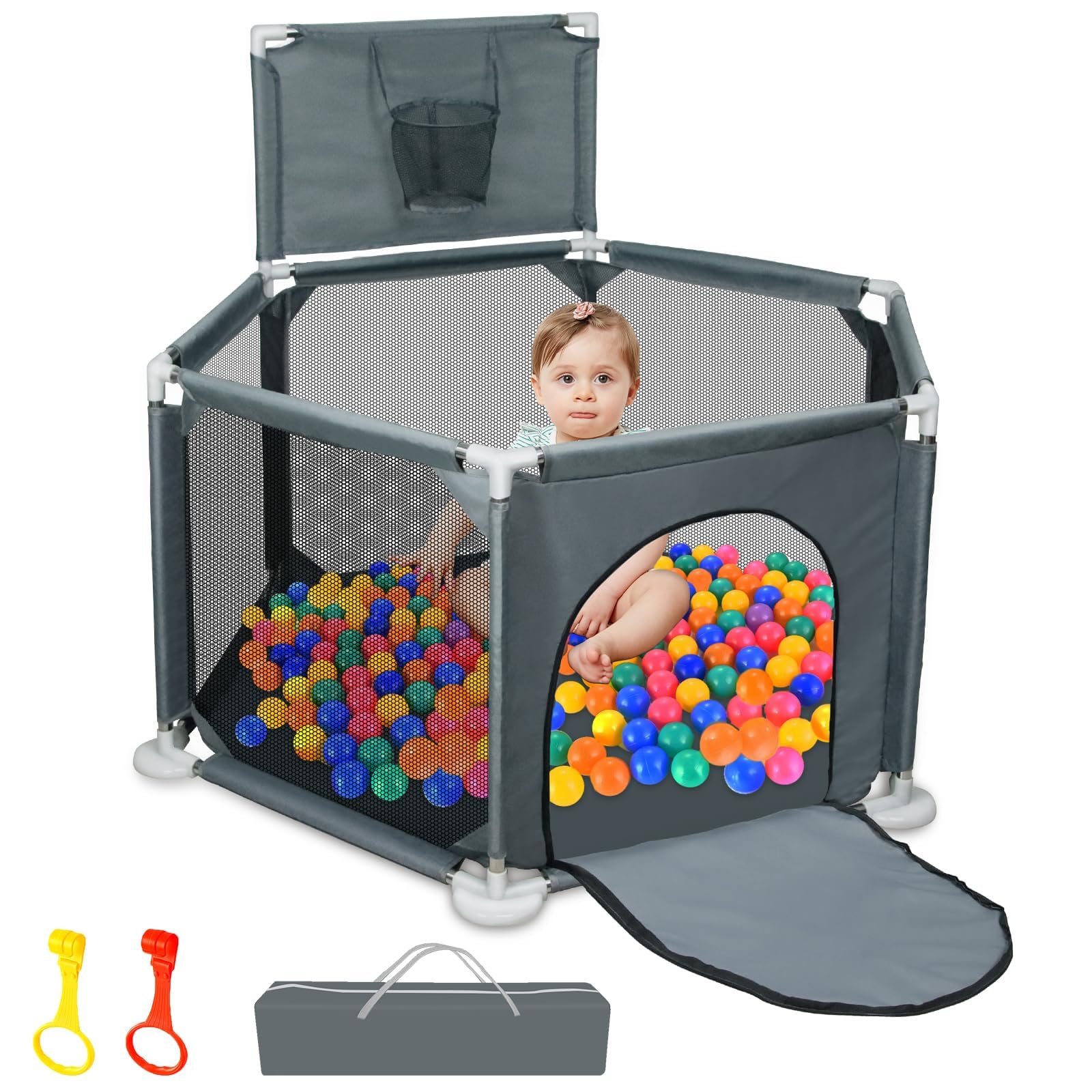 Baby Playpen, 50x50 Inch Playpen for Babies and Toddlers, Small Baby Play Yard, Indoor Outdoor Safety Activity Center Play Pen w