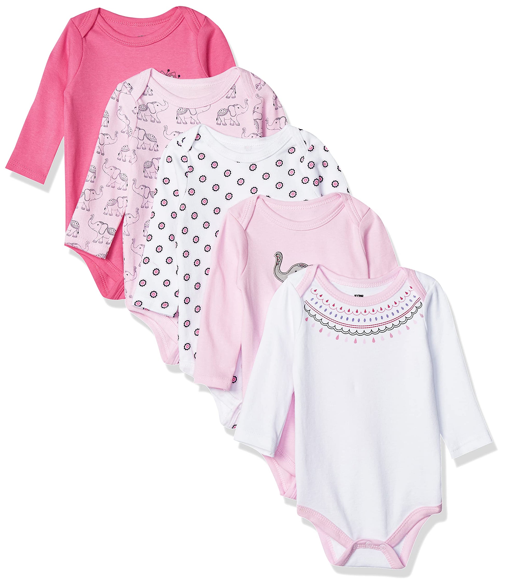 Hudson Baby Unisex Baby Cotton Long-Sleeve Bodysuits, Boho Elephant, 0-3 Months Us
