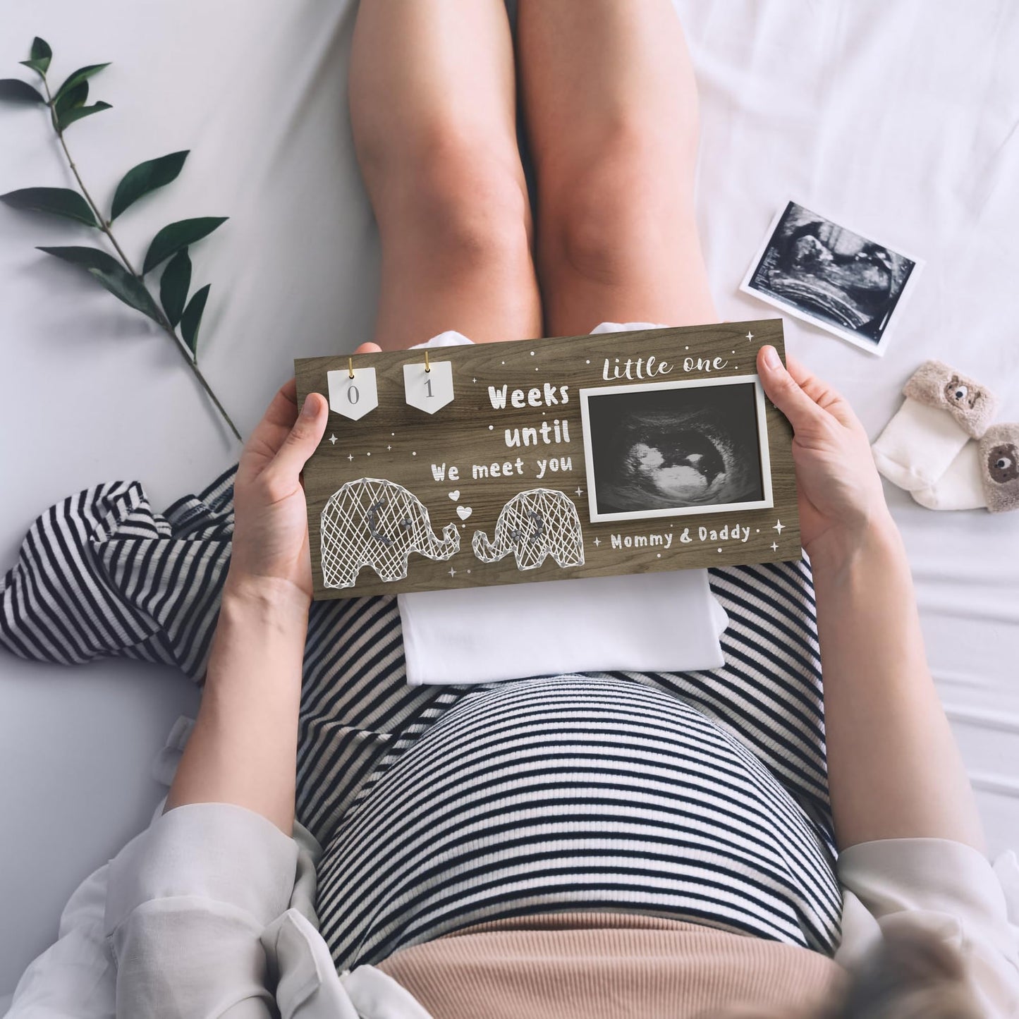 Eurset Baby Sonogram Picture Frame Countdown Weeks - Standard 4'X3' Ultrasound Photo - Pregnancy Announcements Ideas - Gender