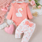 Fullfamous Newborn Baby Girl Clothes Gifts Outfits,Fall Winter Long Sleeve Romper And Pant Set Newborn Little Swan