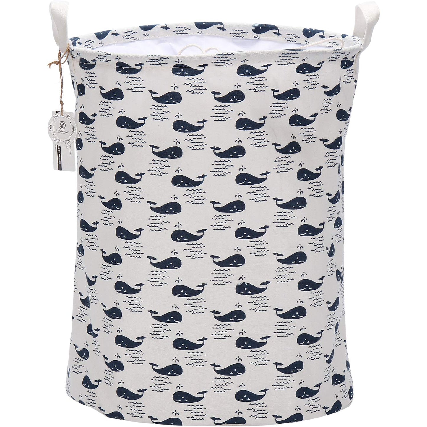 Sea Team 19.7' X 15.7' Large Sized Folding Cylindric Waterproof Coating Canvas Fabric Laundry Hamper Storage Basket With Draws