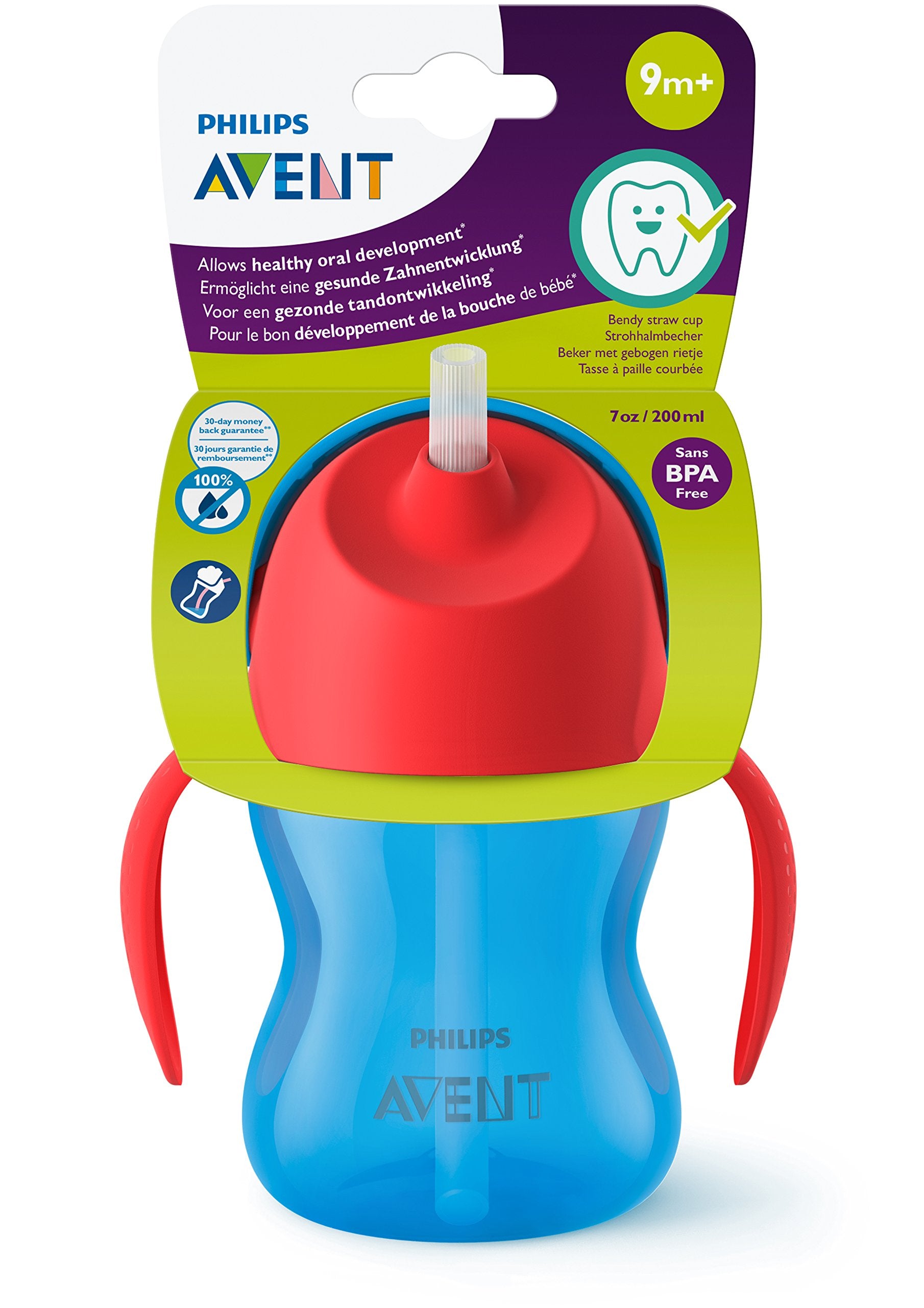 Philips Avent Baby Straw Sipper |7 Fl Oz | Anti Spill Sippy Cup With Soft Silicone Straw Bpa Free & Non Toxic For Baby/Kids Of 9