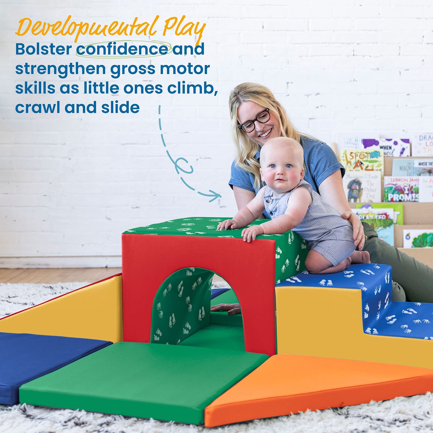 Ecr4Kids Softzone Lincoln Tunnel Climber, Toddler Playset, Assorted, 9-Piece