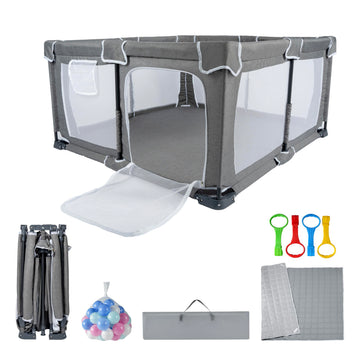 Nvlirun Foldable Baby Playpen 50x50 ,Playpen for Babies and Toddlers with Mat,Foldable playpen with Door,Indoor and Outdoor Baby