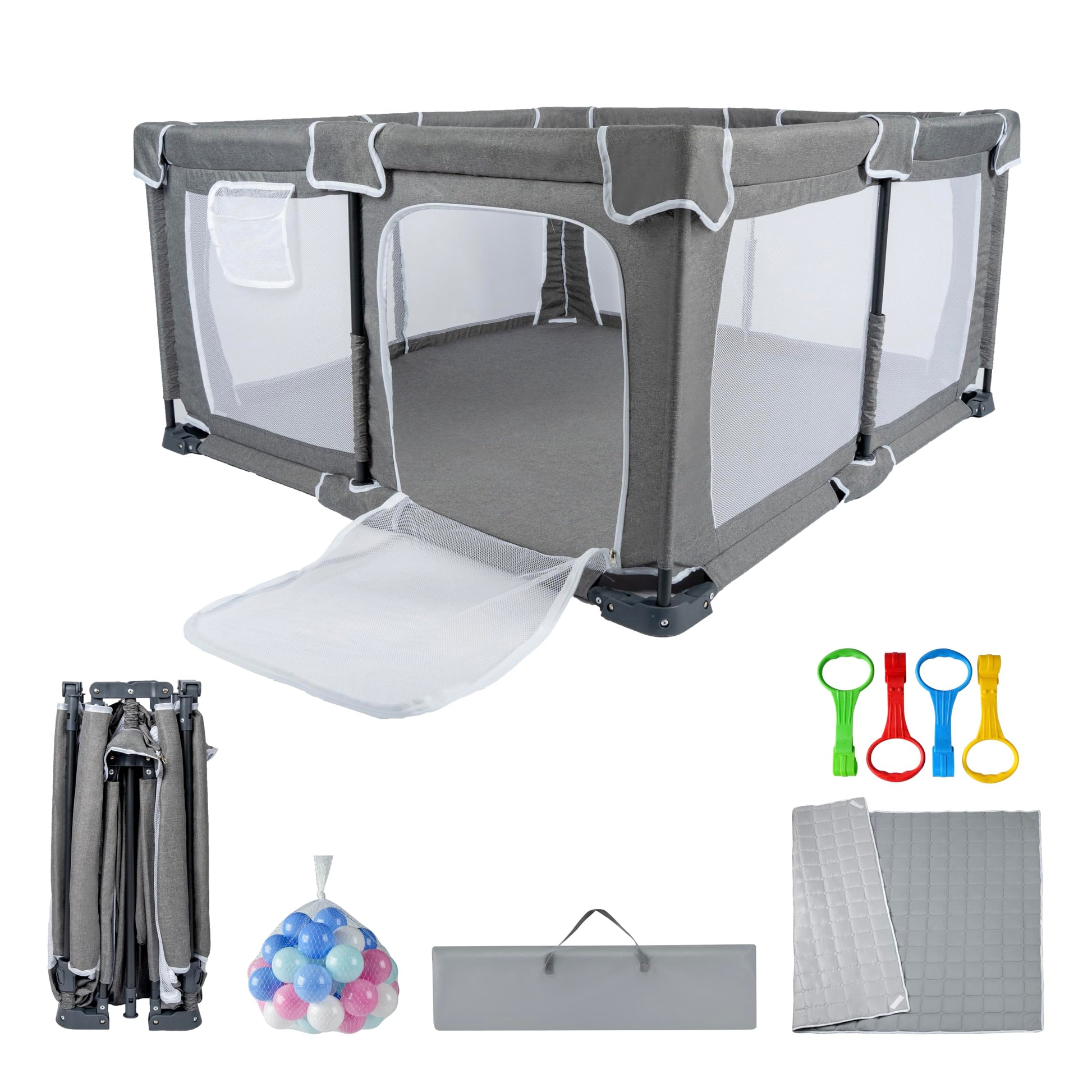 Nvlirun Foldable Baby Playpen 50'X50' ,Playpen For Babies And Toddlers With Mat,Foldable Playpen With Door,Indoor And Outdoor