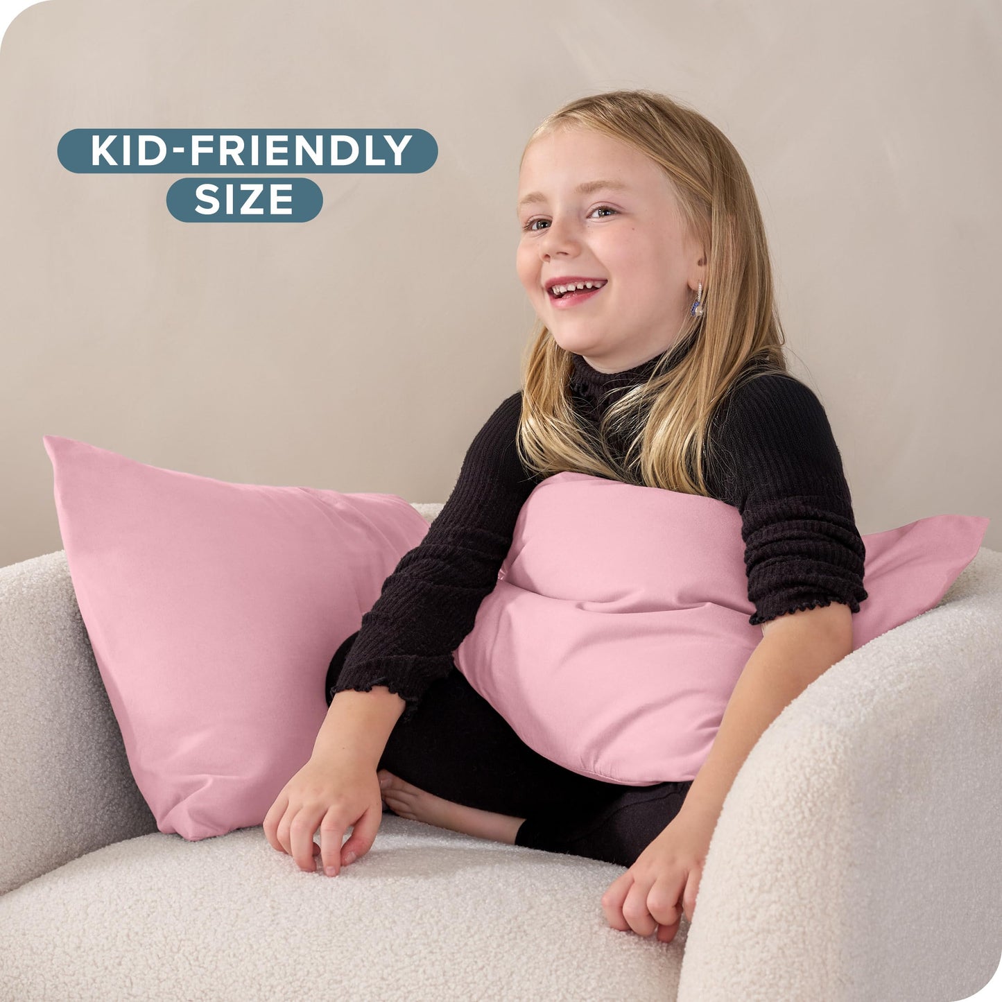 Bare Home Microfiber Pillow Cases - Toddler Size Set Of 2 Cooling Pillowcases Double Brushed Light Pink Pack Easy Care (Toddler