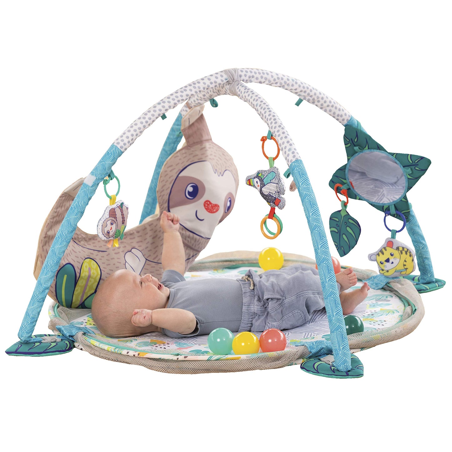 Infantino 4-In-1 Sloth Jumbo - Combination Baby Activity Gym And Ball Pit For Sensory Exploration And Motor Skill Development, F