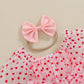 Amnnchya Baby Girl Valentines Day Outfit Heart Tulle Puff Sleeve Valentines Day Romper Dress Newborn Valentines Dresses (Pink, 0