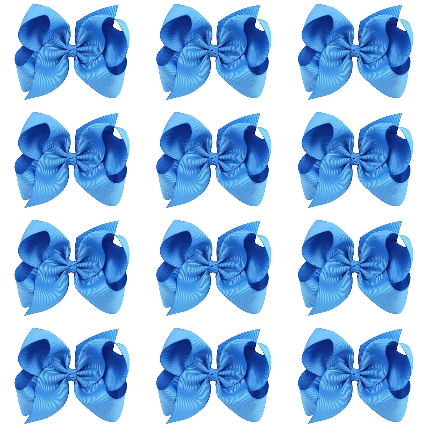 Oaoleer Big Hair Bows For Girls 12 Pcs 6' Royal Bule Grosgrain Ribbon Large Boutique Bow Alligator Clips Hair Accessories For T