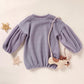 Toddler Baby Girl Sweater Round Neck Loose Long Sleeve Candy Color Knitted Pullover Tops Autumn Winter Sweatshirt (Light Purple,