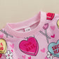 Lamuusaa Newborn Baby Girl Valentines Day Outfit Long Sleeve Heart Romper Bodysuit Oversized Sweatshirt Shirts 0-18M (Pink, 3-6