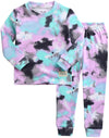 Vaenait Baby Kids Junior 100% Cotton Sleepwear Pajamas 2Pcs Set Tiedye-Lavenderblack-247 Xs