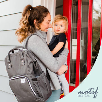 Motif Medical, Maternity Backpack, Insulated Nursing Bag For Breast Pump, Breast Milk, Feeding Bottle - Grey