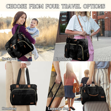 4 In 1 Diaper Bag Backpack, Diaper Bag Backpack For Mom Dad, Travel Diaper Bag Converts Into Backpack With Shoulder Strap, Mom B