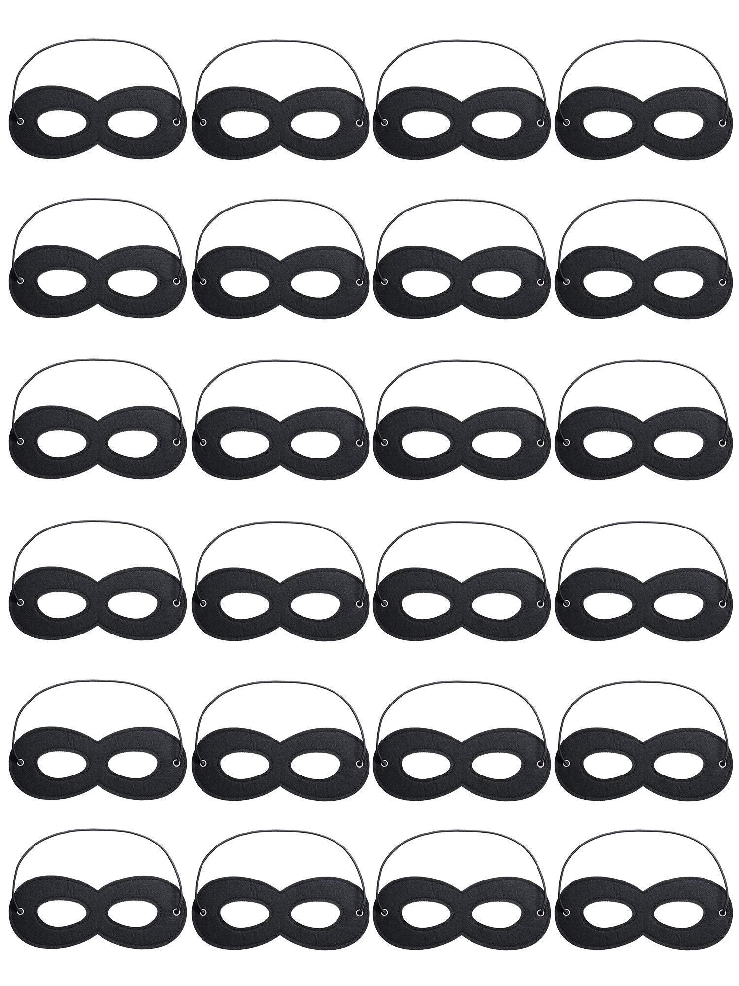 Boao 24 Pack Black Felt Eye Half Masks Halloween Dress up Masks with Adjustable Elastic Rope for Party Cosplay Costume Accessory