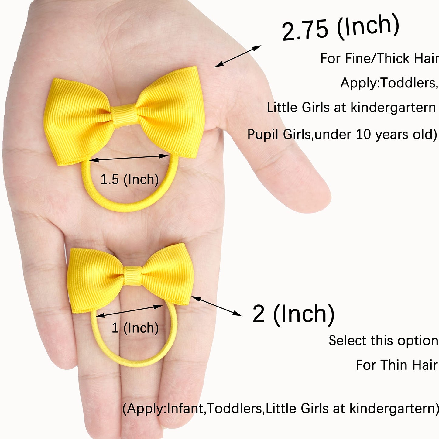 C  Llot Toddler Hair Ties 40Pcs 2.75' Baby Girls Hair Bows Tie Baby Bows Elastics Rubber Ribbon Hair Bands Accessories For Baby