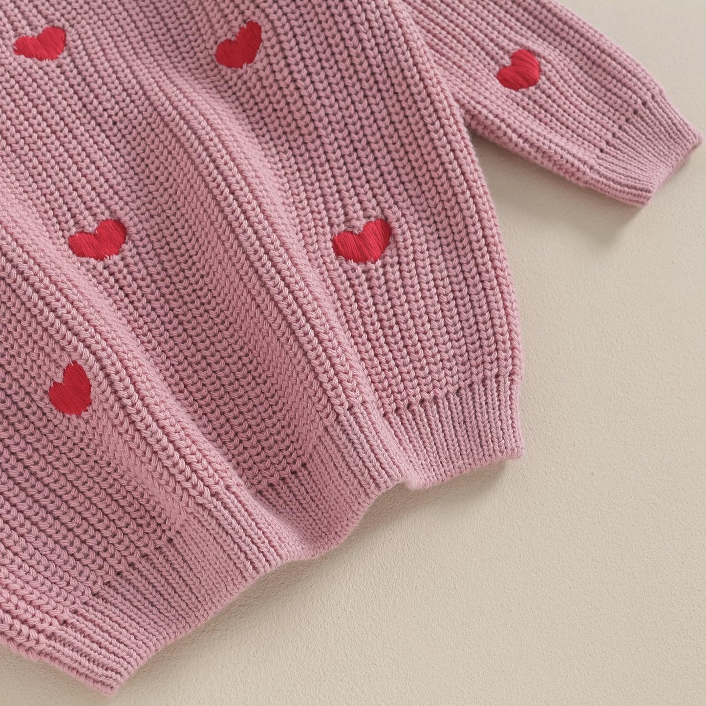 Baby Girl Valentines Day Outfit Love Heart Sweet Long Sleeve Sweater Tshirt Crewneck Tops Fall Winter Clothes (A-Red, 3-6 Months