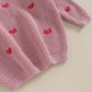 Baby Girl Valentines Day Outfit Love Heart Sweet Long Sleeve Sweater Tshirt Crewneck Tops Fall Winter Clothes (A-Red, 9-12 Month