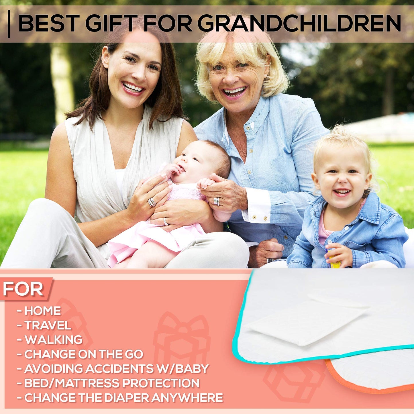 Portable Changing Pad - Waterproof Reusable Baby Changing Mats For Girls Boys - Large Size 25.5   X31.5    Pack Of 2 - Reinforce
