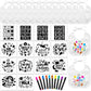Jutom 38 Pcs DIY Baby Bibs Decorating Kit 14 Bibs 14 Stencils 10 Fabric Markers 2 Ply Feeder Bibs Design Bib for Shower Games(Wh