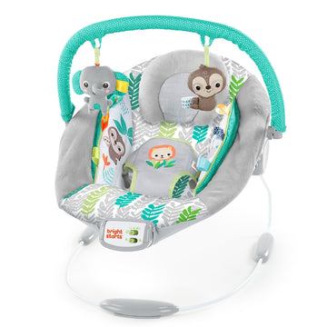Bright Starts Comfy Baby Bouncer Soothing Vibrations Infant Seat - Taggies, Music, Removable Toy-Bar, 0-6 Months Up To 20 Lbs (J