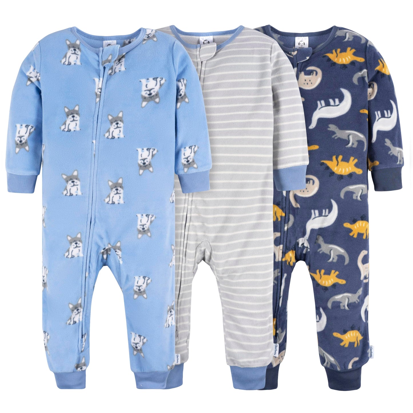 Gerber Baby Boys Flame Resistant Fleece Footless Pajamas 3-Pack And Toddler Sleepers, Dogs/Dinos, 4T Us