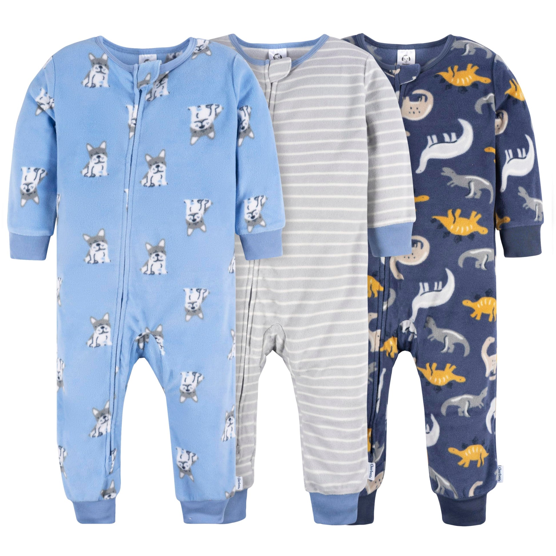 Gerber Baby Boys Flame Resistant Fleece Footless Pajamas 3-Pack And Toddler Sleepers, Dogs/Dinos, 4T Us