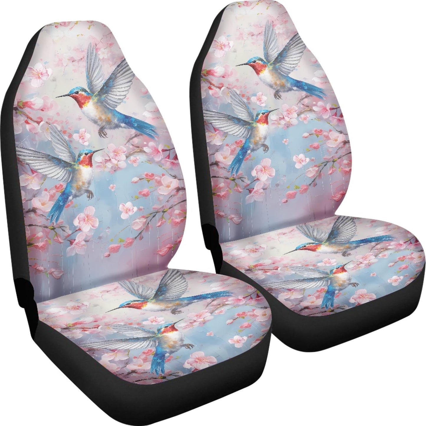 Quelytytrip Hummingbird Cherry Blossoms Print Car Seat Covers for Women,Universal Fit for Most Cars,SUVs,Trucks,Sedan