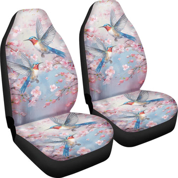 Quelytytrip Hummingbird Cherry Blossoms Print Car Seat Covers for Women,Universal Fit for Most Cars,SUVs,Trucks,Sedan