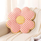 HOKIPO Checkered Daisy Flower Cushion for Sofa & Bed, 49 cm, Red