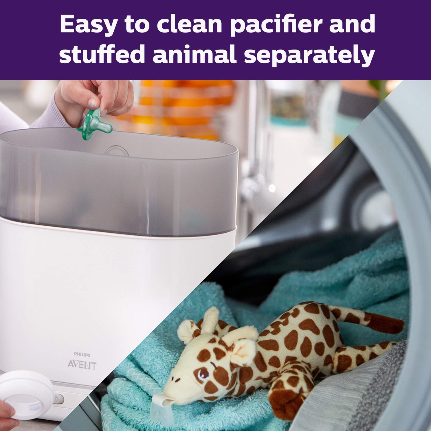Philips Avent Ultra Soft Snuggle Pacifier Holder With Detachable Pacifier, 0-6M, Elephant, Scf348/03
