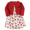 Hudson Baby Girls' Cotton Dress And Cardigan Set, Cherries, 3-6 Months