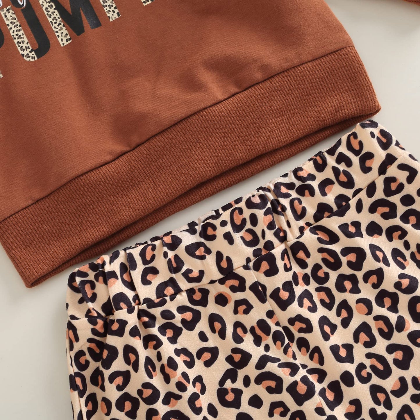 Wybzd Baby Girl Halloween Outfit Pumpkin Pie Crewneck Sweatshirt Shirt Top Bell-Bottom Pants Sets Cute Toddler Clothes 12-18 Mon