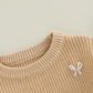 Amnnchya Toddler Infant Baby Girl Knit Sweater Big Sister Little Sister Matching Outfits Long Sleeve Pullover Sweatshirt (Khaki