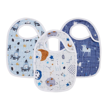 Snap Muslin Bibs For Baby Boys And Girls ,100% Cotton Baby Bibs With 3 Absorbent & Soft Layers, Baby Boy Bibs For Infants,Newbor