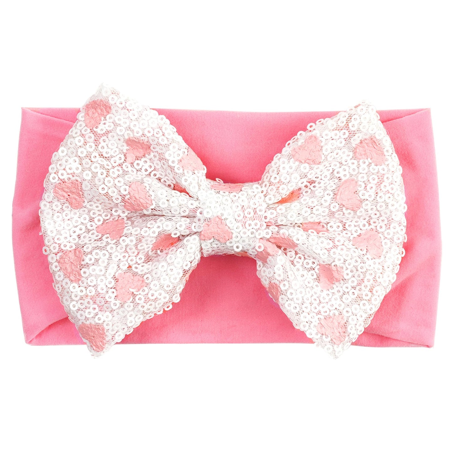 Red Pink Heart Baby Bow Headbands Sequin Bows Glitter Hair Bow For Girts Toddler Red Pink Baby Headband Bows 6-24 Months.(Fd104)