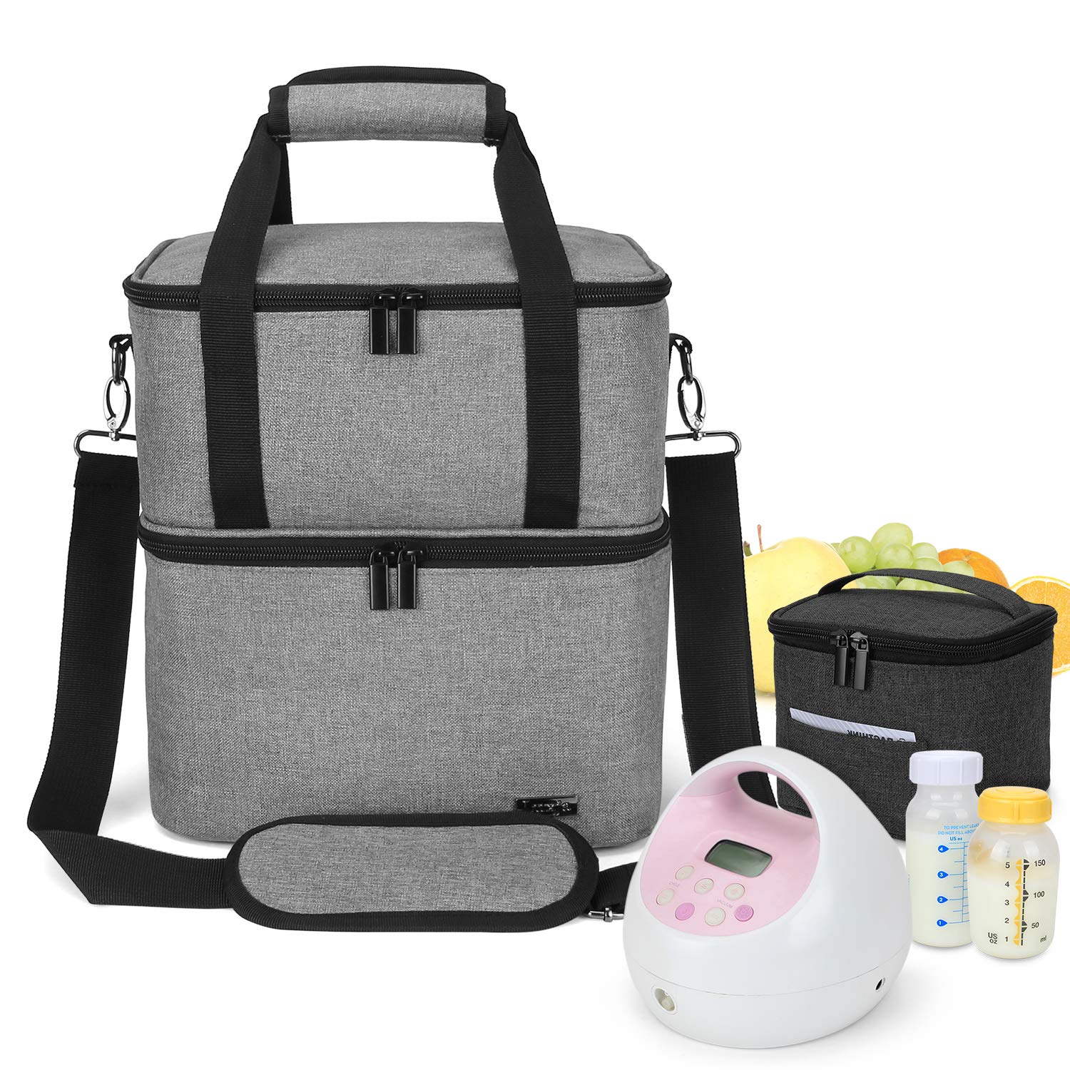 Luxja Breast Pump Bag With 2 Insulated Compartments For Breast Pump And Cooler Bag, Pumping Bag For Working Mothers (Fits Most M