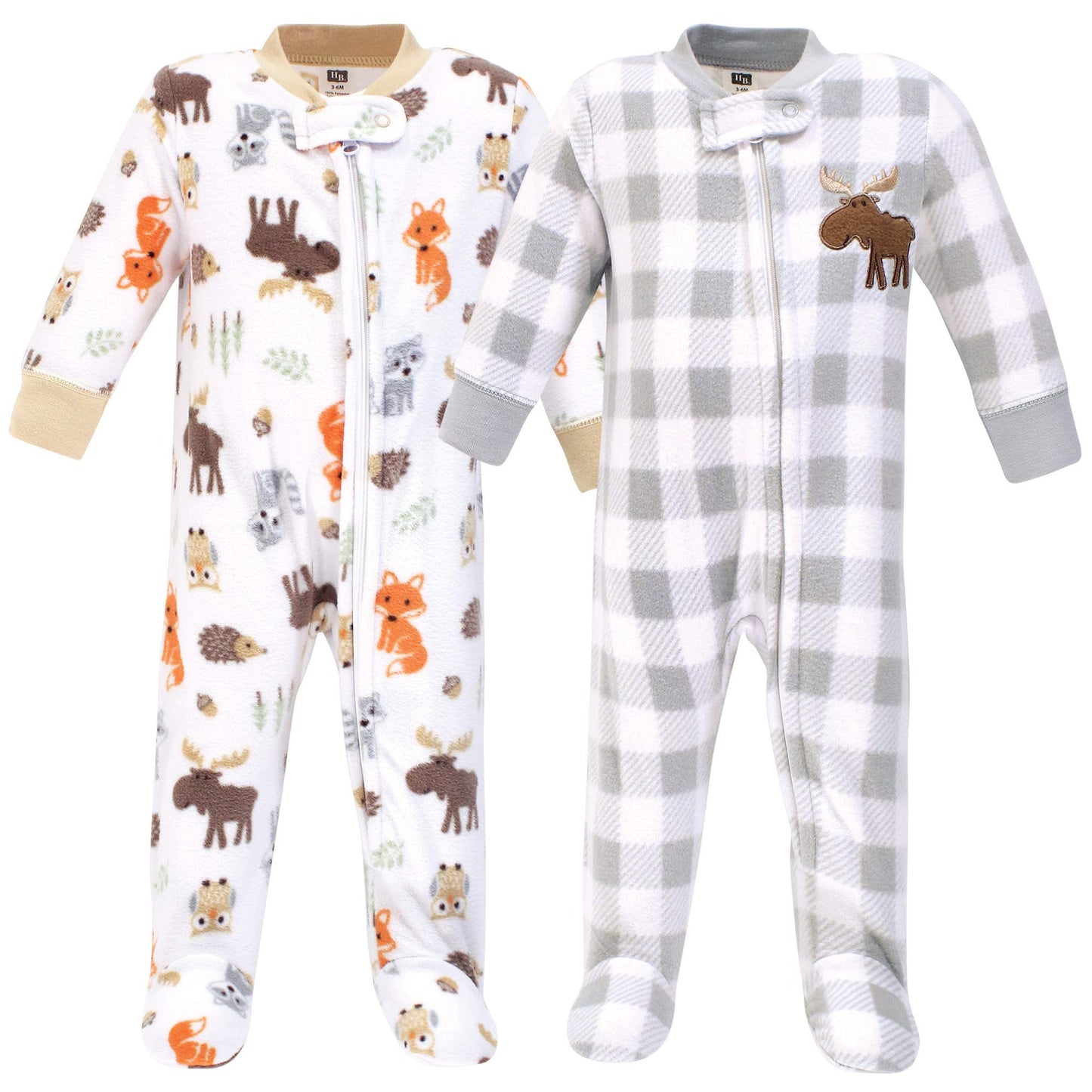 Hudson Baby Unisex Baby Fleece Sleep And Play, Woodland, 3-6 Months