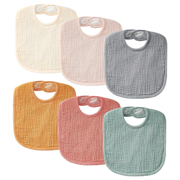 Poikshark 6-Pack Muslin Baby Bibs For Unisex Boys Girls, Solid Colors, Soft Cotton Baby Drool Bibs, Drooling And Teething Bibs F