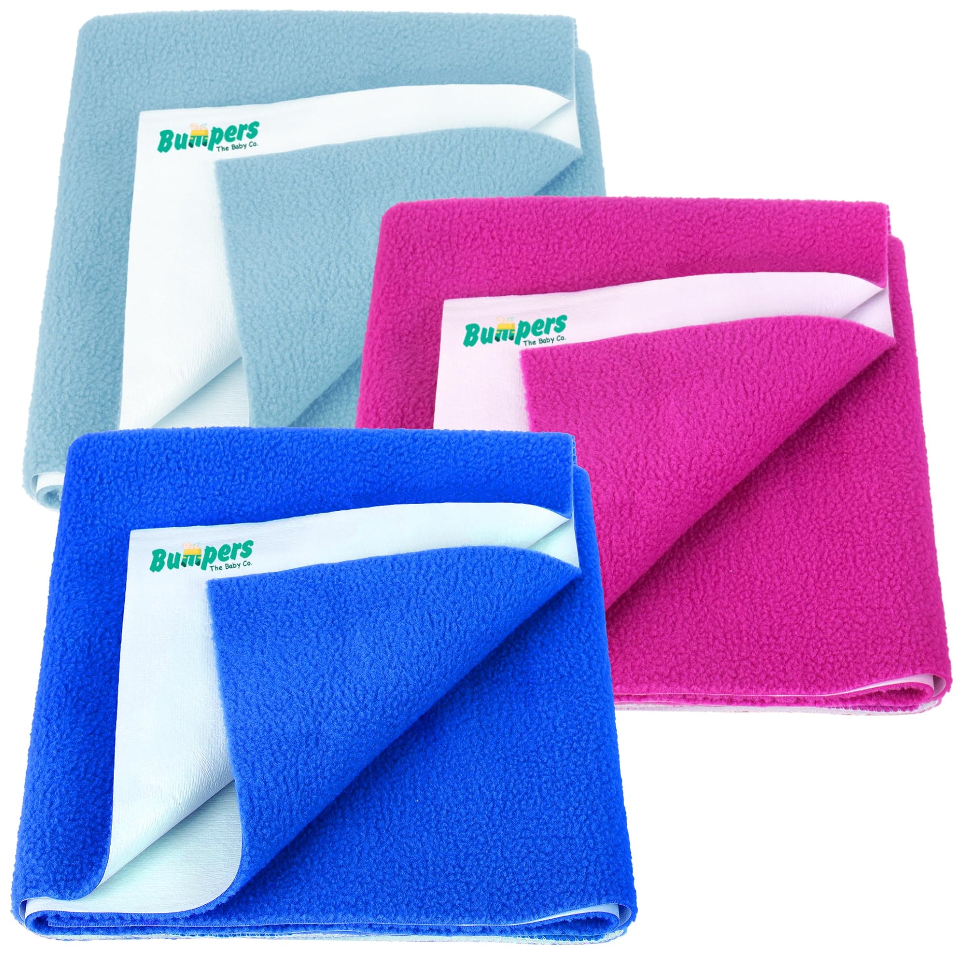 Bumpers AntiPiling Quick Dry & Absorbent Sheet Polycotton Baby Bed Protecting Waterproof Mat (Royal Blue, Rani Pink, Light Blue