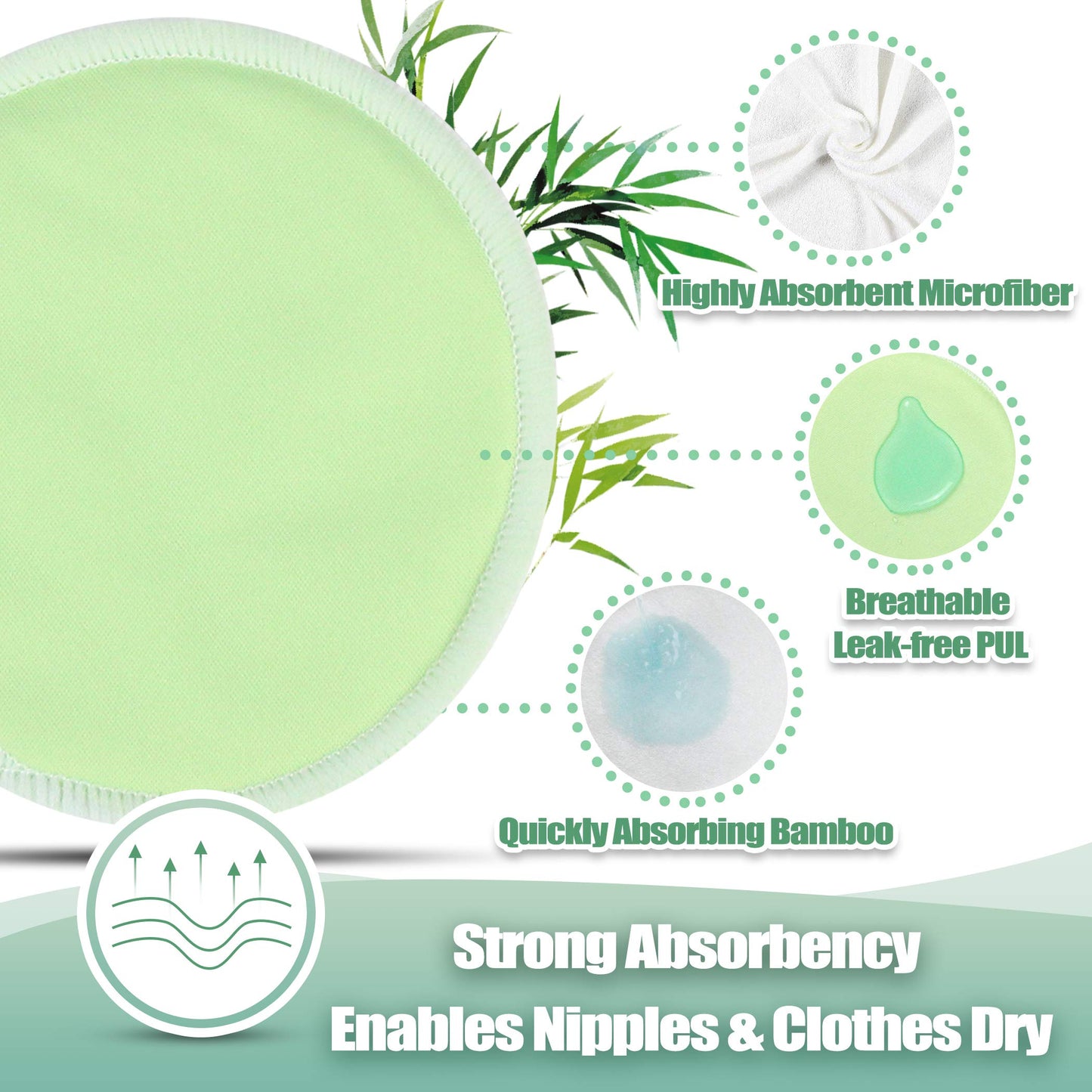 Wegreeco Nursing Breast Pads (14 Pack)+Laundry Bag & Travel Storage Bag, 2 Sizes: 3.9/4.7Inch - Washable & Reusable Breastfeedin