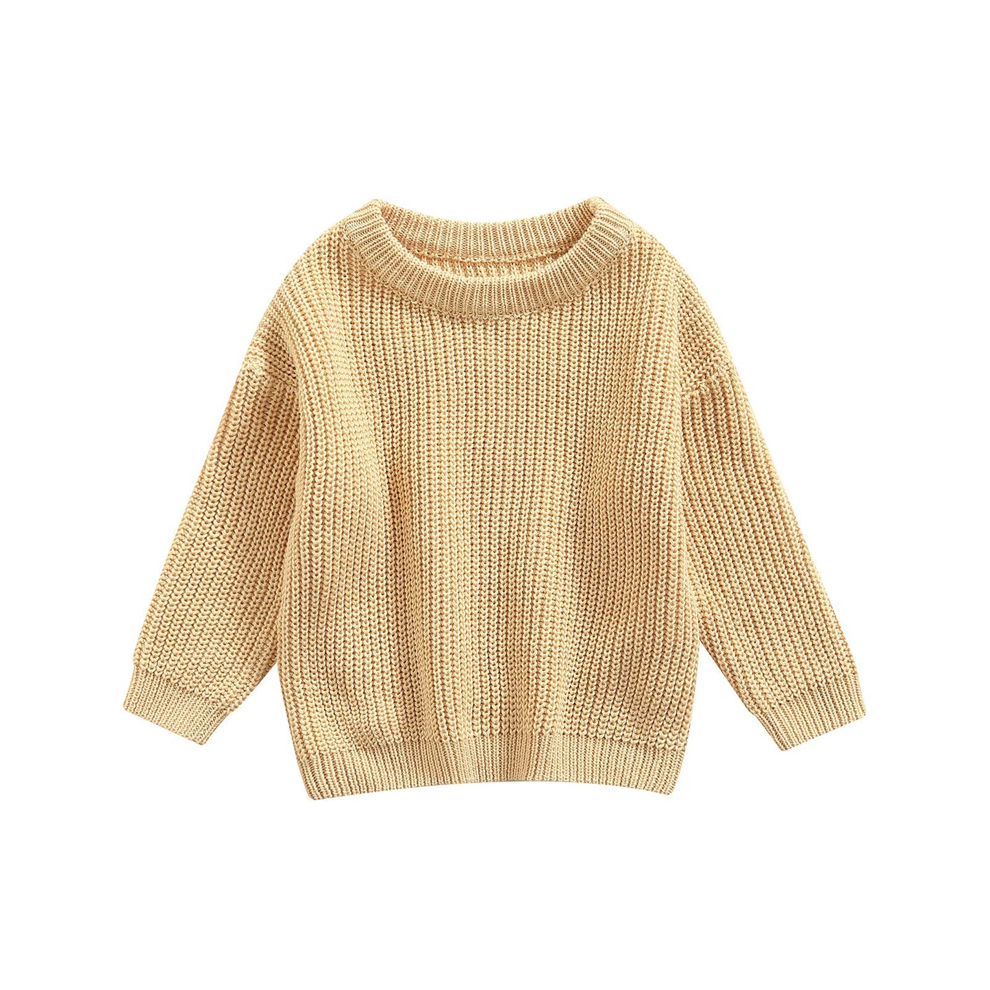 Baby Girl Sweaters Oversized Knit Sweatshirt Warm Crewneck Long Sleeve Tops Blouse For Infant Toddler Girl (A-Cream, 3-6 Months)