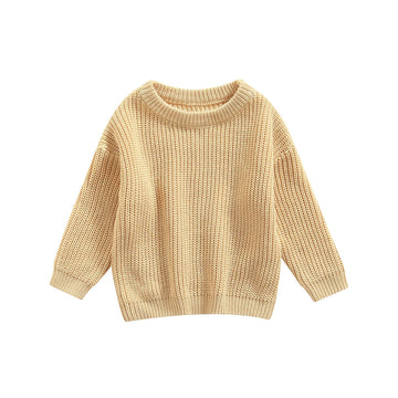 Baby Girl Sweaters Oversized Knit Sweatshirt Warm Crewneck Long Sleeve Tops Blouse For Infant Toddler Girl (A-Cream, 6-9 Months)