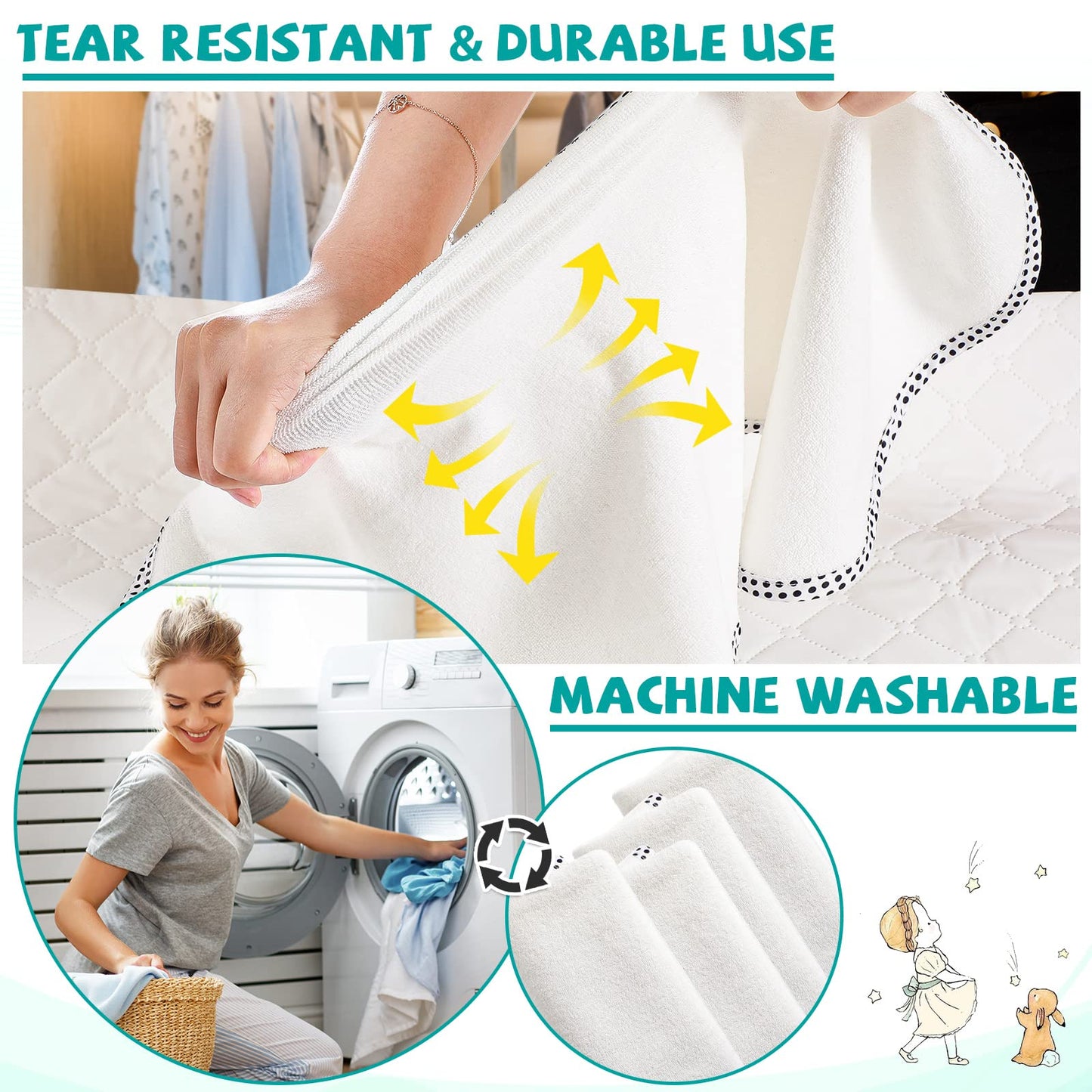 12 Pack Baby Waterproof Changing Pad Liners Portable Baby Changing Mat Soft Flannel Cotton Changing Table Cover Liners Reusable