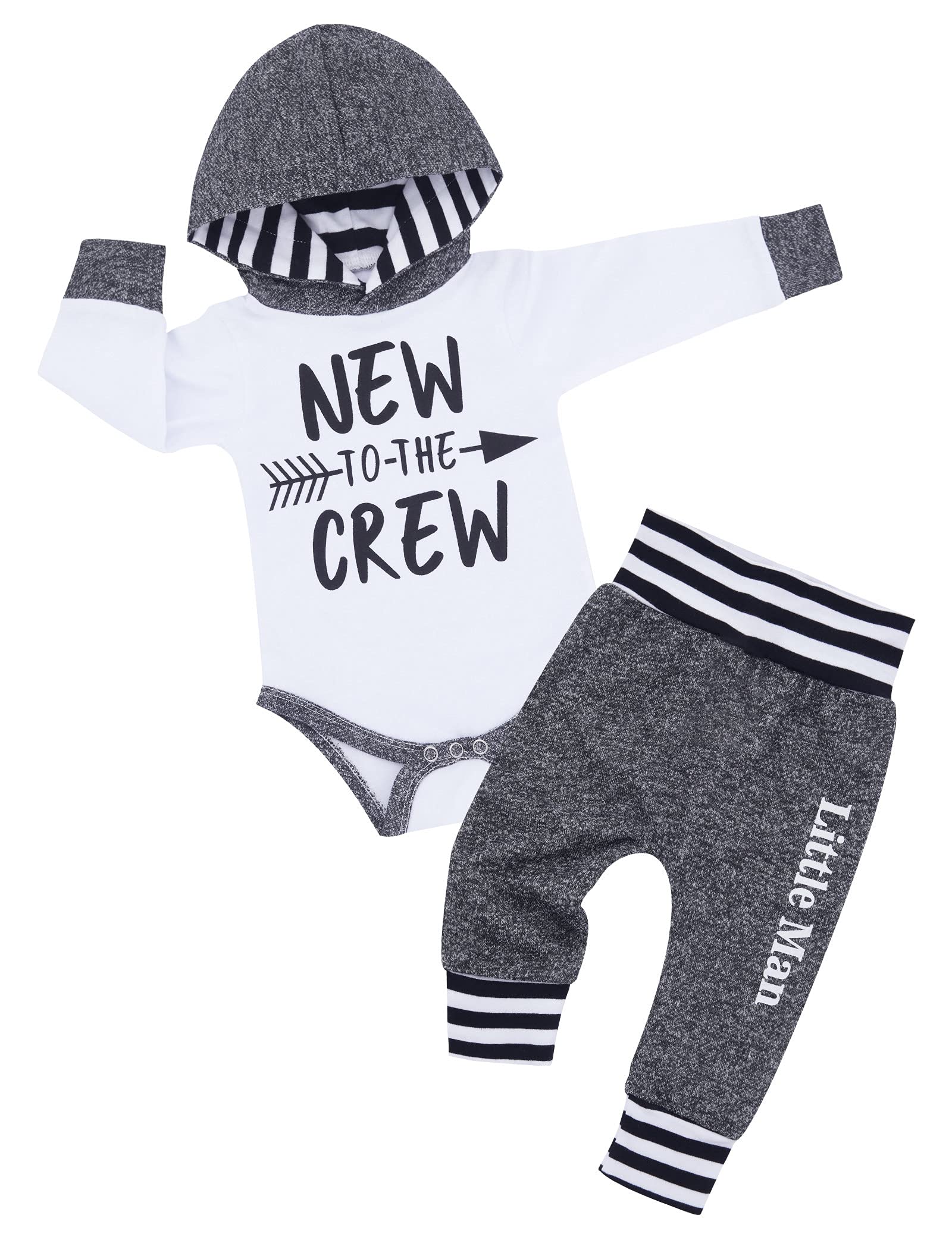 Fommy Baby Boy Clothes 9-12 Months New To The Crew Letter Print Hoodie – Cutebab WBBAPB08DRJFJP6