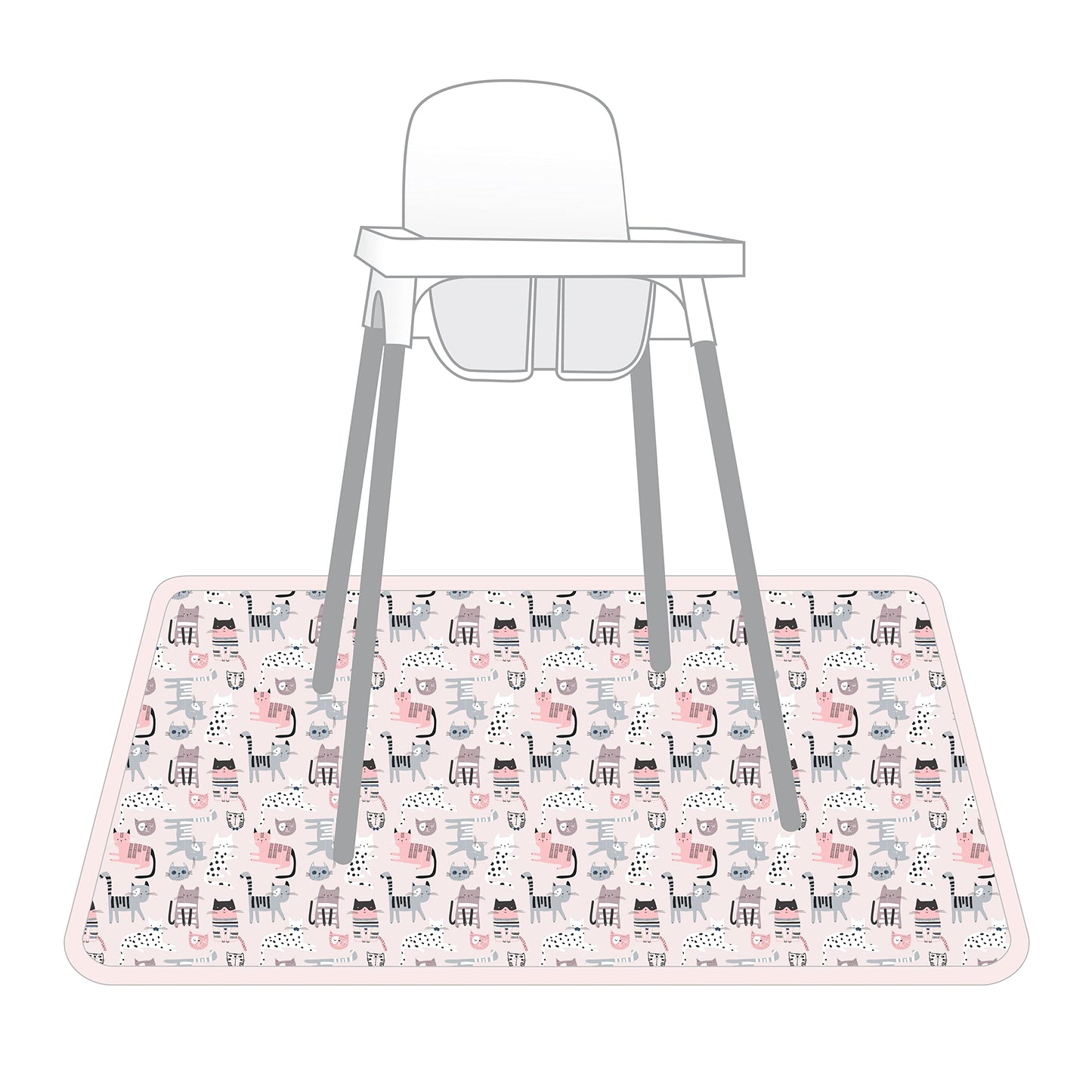 Bapronbaby Kitty Splash Mat - Waterproof Catch-All For Under High Chairs, Floors, Tables, Playtime Or Arts & Crafts - Machine Wa