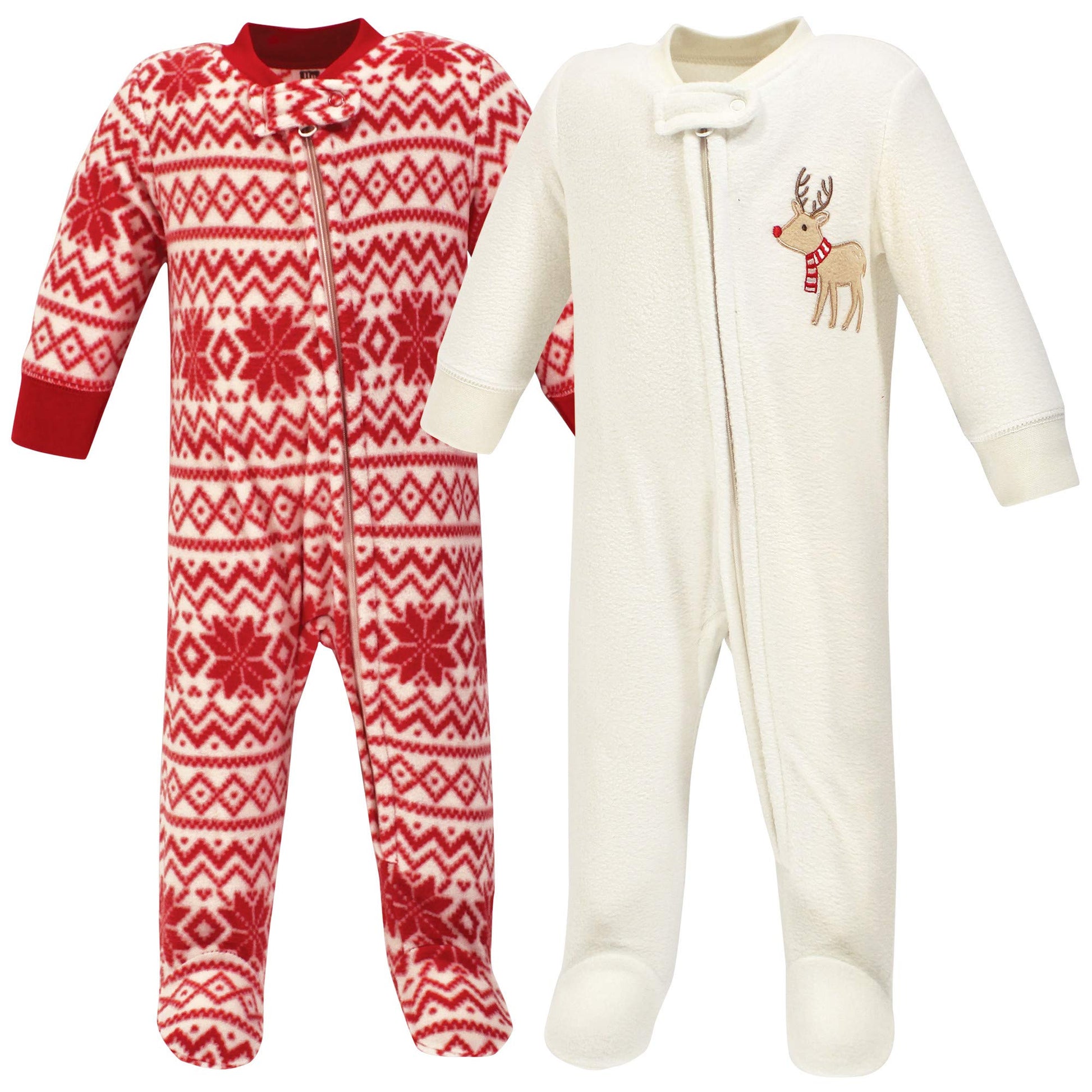 Hudson Baby Unisex Baby Fleece Sleep And Play, Reindeer, 6-9 Months