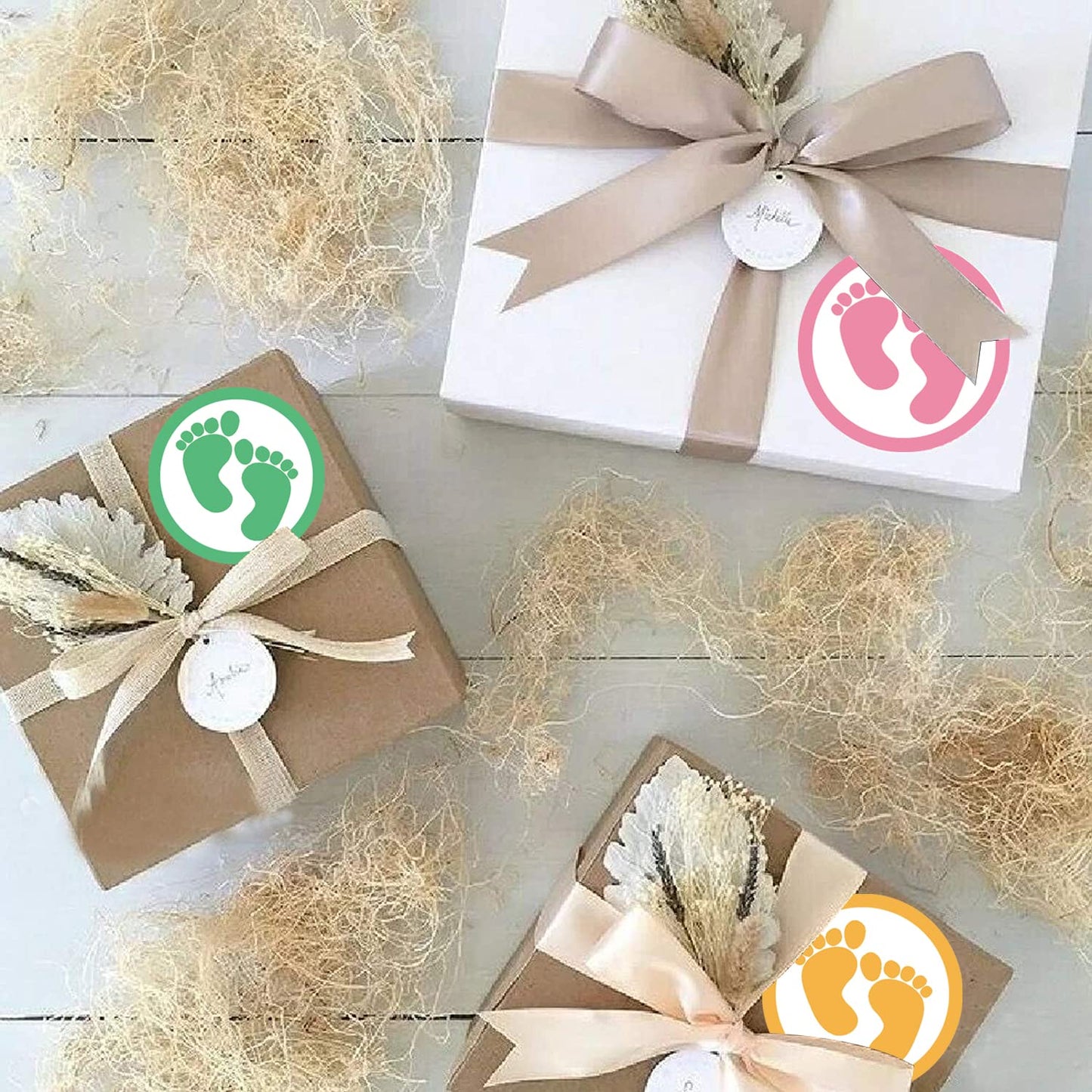 Baby Shower,Birthday Party Favor Stickers,Thank You For Celebrating Stickers,1.5 Inch Baby Footprint Envelope Seals For Invitati