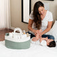 Comfy Cubs Rope Diaper Caddy Organizer 8.5' X 15' X 8' - Large Baby Diaper Basket With 3 Spacious Compartments - Stylish Cott